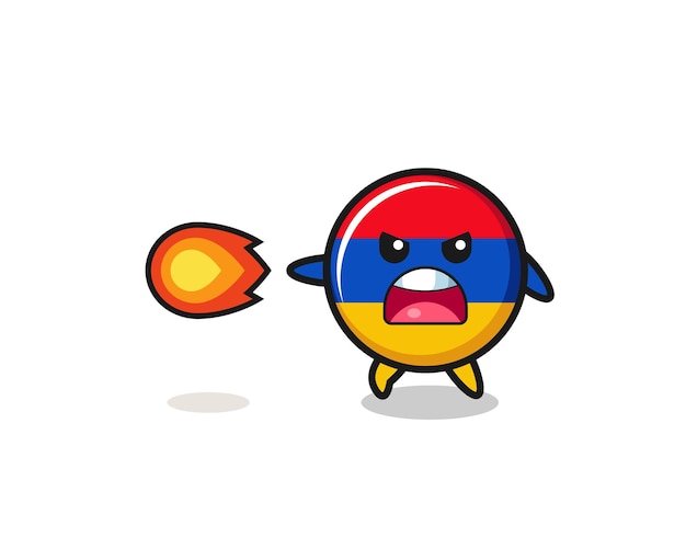 O mascote bonito da bandeira da armênia está atirando poder de fogo