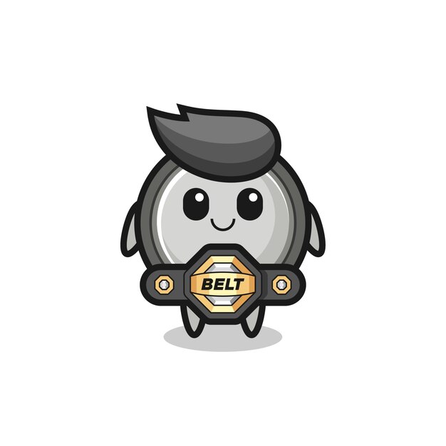 O mascote de célula de botão de lutador de MMA com um design de estilo bonito de cinto para elemento de logotipo de adesivo de camiseta