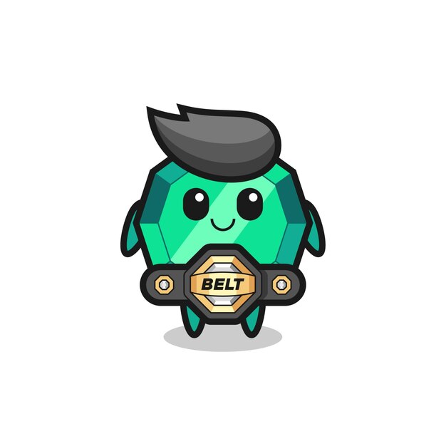 O mascote de pedra esmeralda do lutador de MMA com um cinto