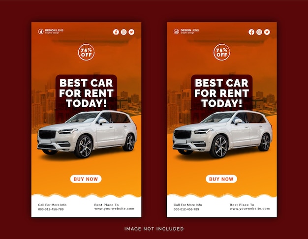 O melhor aluguel de carros do dia no Instagram Story Ad modelo de postagem em mídia social