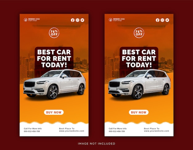 O melhor aluguel de carros do dia no instagram story ad modelo de postagem em mídia social