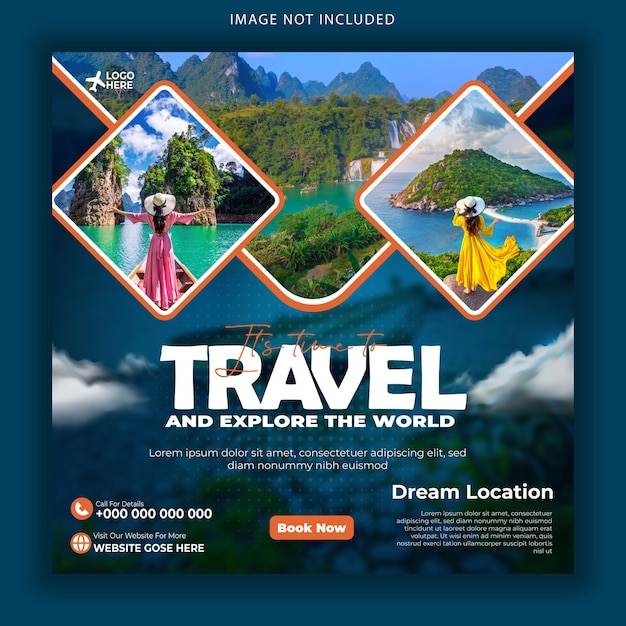 O melhor projeto de modelo de postagem de mídia social de turismo