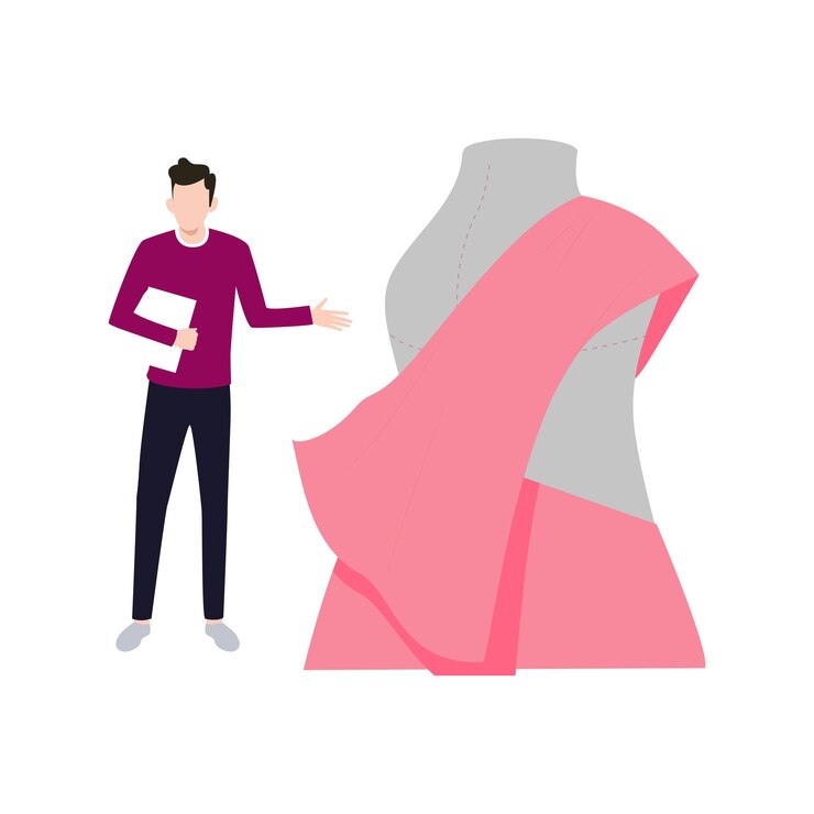 Vetor o menino mostra o design do vestido