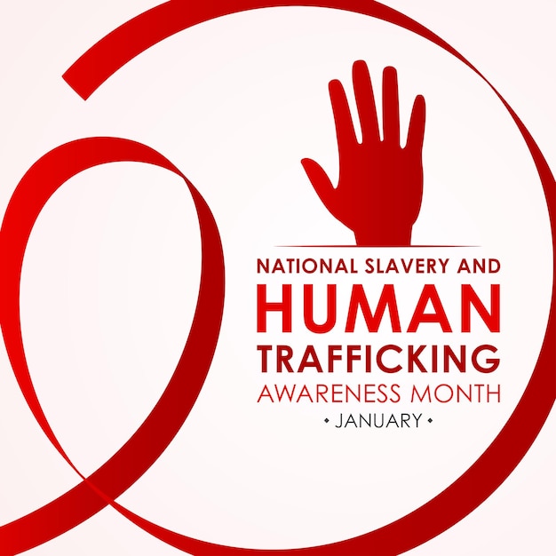 Vetor o mês nacional de prevenção da escravidão e do tráfico de pessoas é observado todos os anos em janeiro.