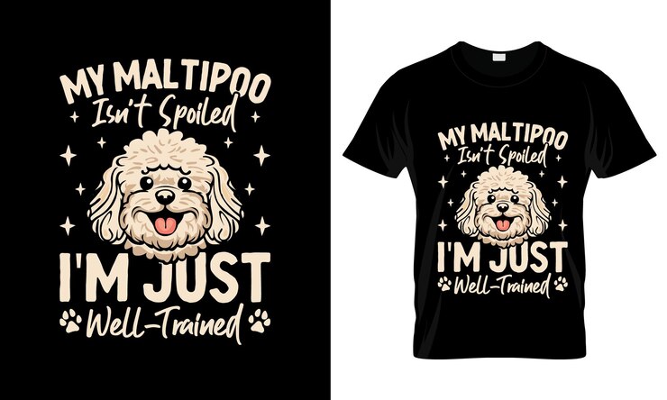 Vetor o meu maltipoo não está estragado, é só uma camiseta gráfica colorida com desenho de maltipoo.