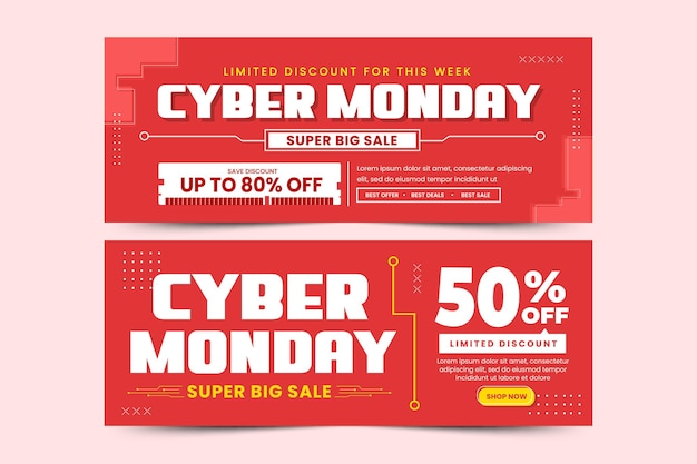 O modelo de design de banner de capa de mídia social cyber monday é fácil de personalizar