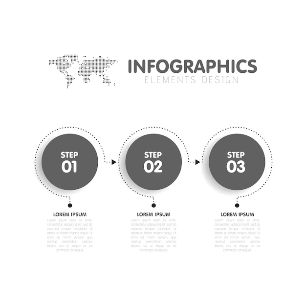 O modelo de infográficos de etapas