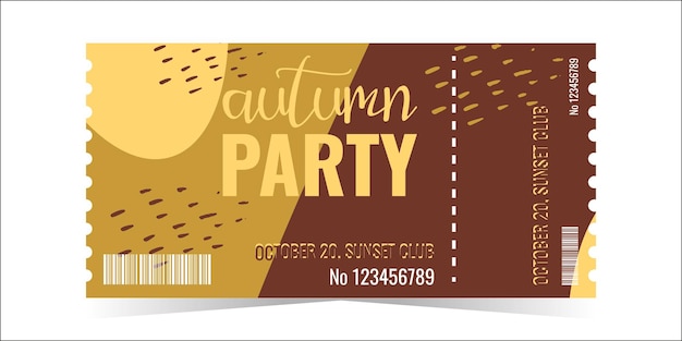 Vetor o modelo de layout de ingresso para festa de outono