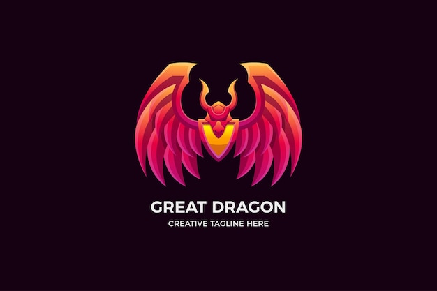 O modelo de logotipo 3d dragon gradient