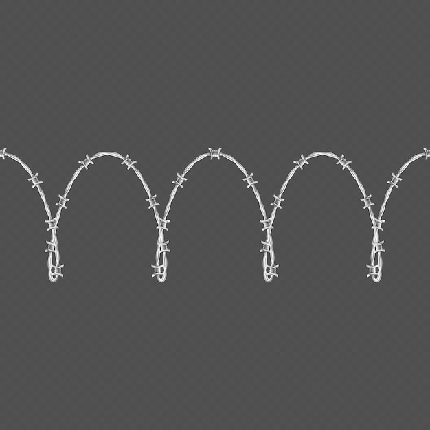 O modelo e os elementos sem emenda horizontal da beira do arame farpado do metal objetam.