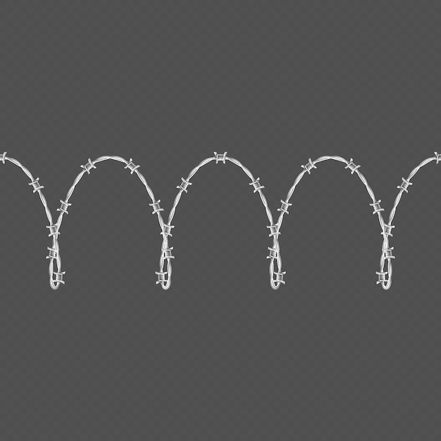 O modelo e os elementos sem emenda horizontal da beira do arame farpado do metal objetam.