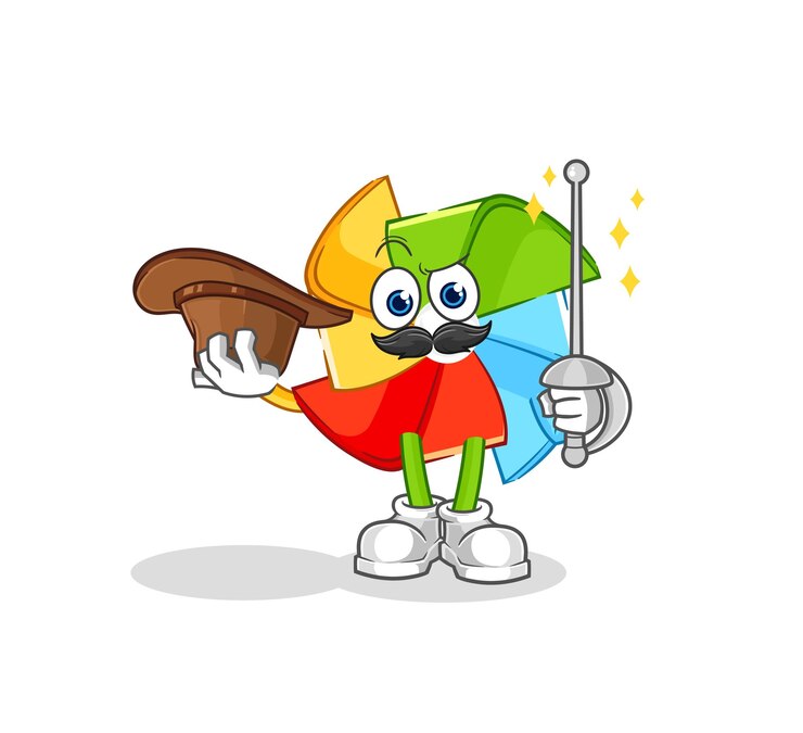 Vetor o moinho de vento de papel é como o vetor de mascote de desenho animado do personagem pinóquio