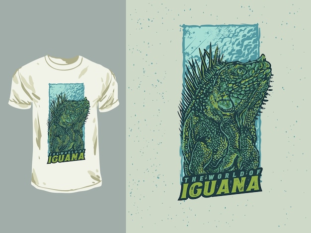 O mundo da ilustração de réptil de iguana desenhada à mão