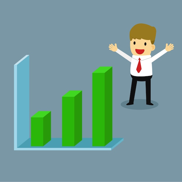 Vetor o negócio está feliz com o crescimento do gráfico