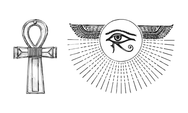 O olho de horus e as ilustrações ankhvector