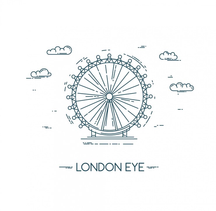 O olho de Londres. ilustração de linha plana.
