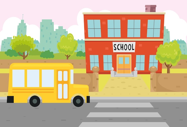 O ônibus escolar vai para a escola