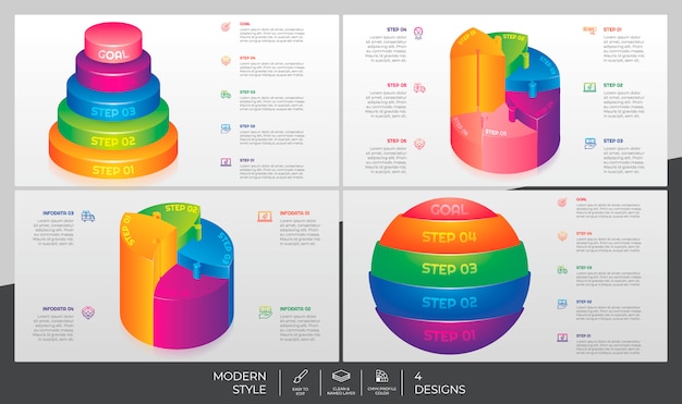 O pacote de infographic ajustou-se com estilo 3d e conceito colorido para a finalidade, o negócio e o marketing da apresentação.