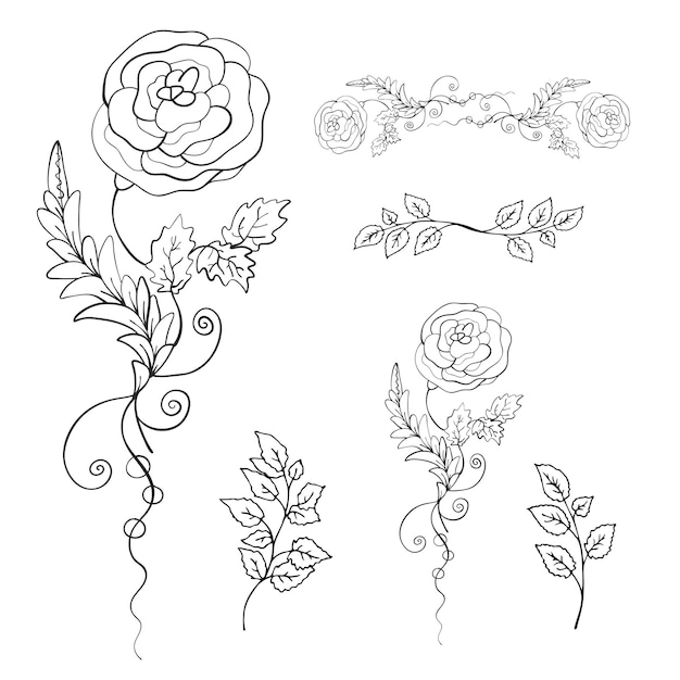 O padrão floral decorativo rosa definir ilustração vetorial de impressão