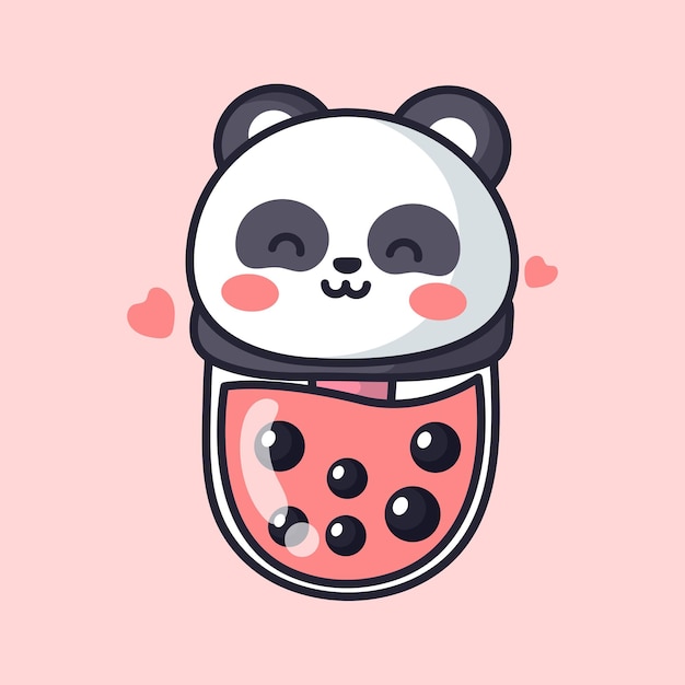 Vetor o panda boba é fofo e adorável