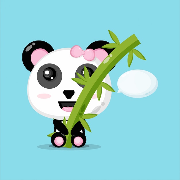 O panda fofo abraça o bambu