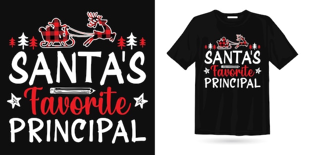 O pequeno princípio de design de camiseta de natal do papai noel para a temporada de natal, elementos de natal