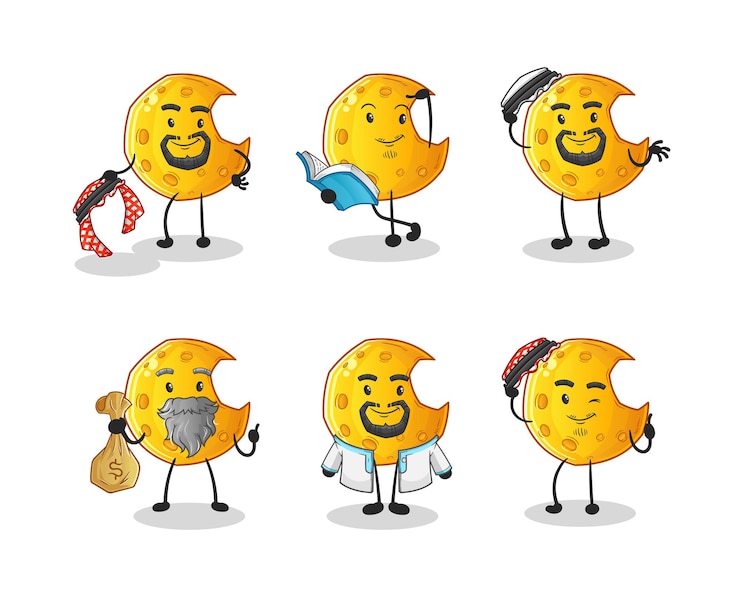 Vetor o personagem árabe da lua crescente. vetor mascote dos desenhos animados