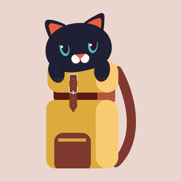 O personagem de blackcat bonito na mala de viagem.