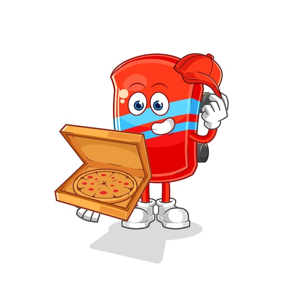 O personagem de desenho animado de vetor de entregador de pizza de skate