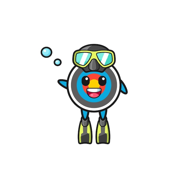 O personagem de desenho animado do mergulhador de tiro com arco alvo