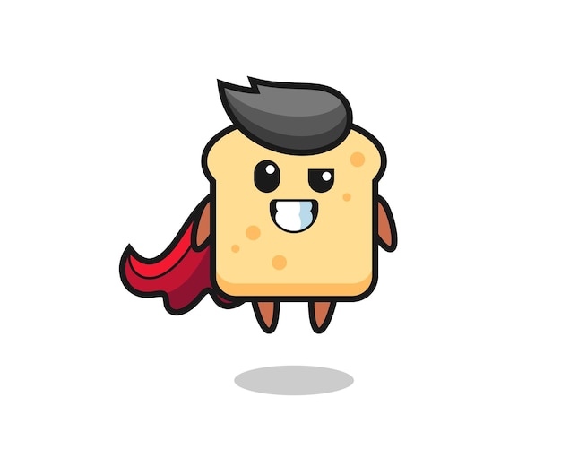 O personagem de pão fofo como um super-herói voador