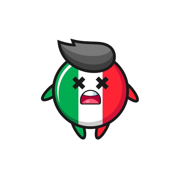 O personagem mascote da bandeira da itália morto, design de estilo fofo para camiseta, adesivo, elemento de logotipo