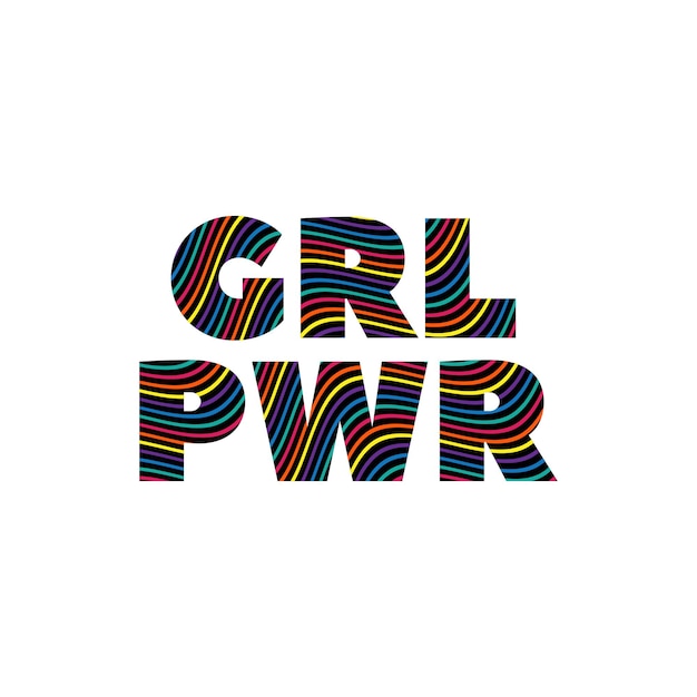 O poder feminino criativo escrito na forma abreviada de letras tipográficas grl pwr