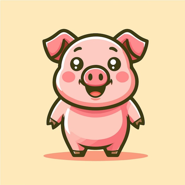 Vetor o porco está de pé feliz ilustração de ícone vetorial de desenho animado ícone de natureza animal conceito isolado