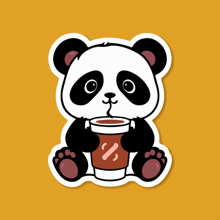 Vetor o prazer da pausa de café dos pandas