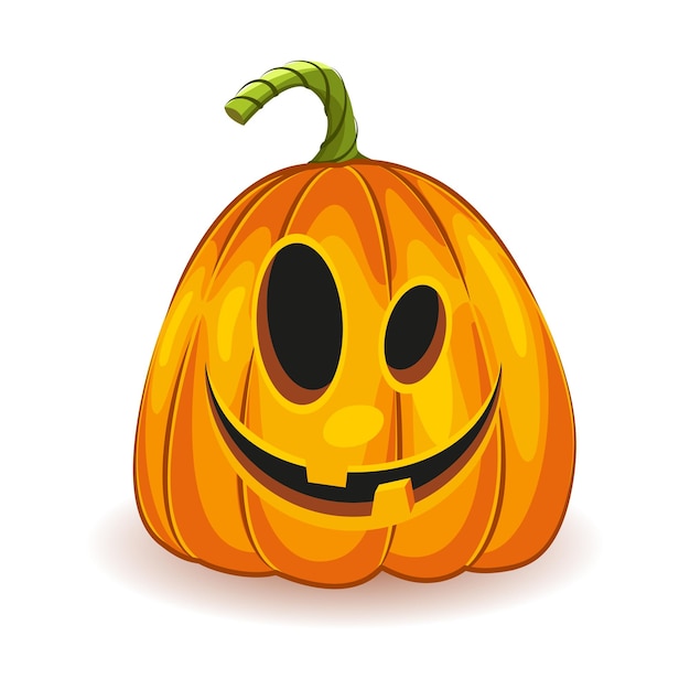 O principal símbolo do feriado de feliz dia das bruxas. abóbora engraçada laranja incomum com sorriso para seu projeto para o feriado de halloween em fundo branco. ilustração vetorial.