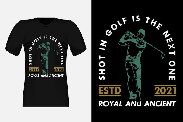 O próximo tiro no golfe é o design de camiseta vintage da silhueta