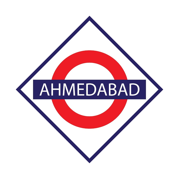 Vetor o quadro de nomes da estação ferroviária de ahmedabad junction isolado em branco