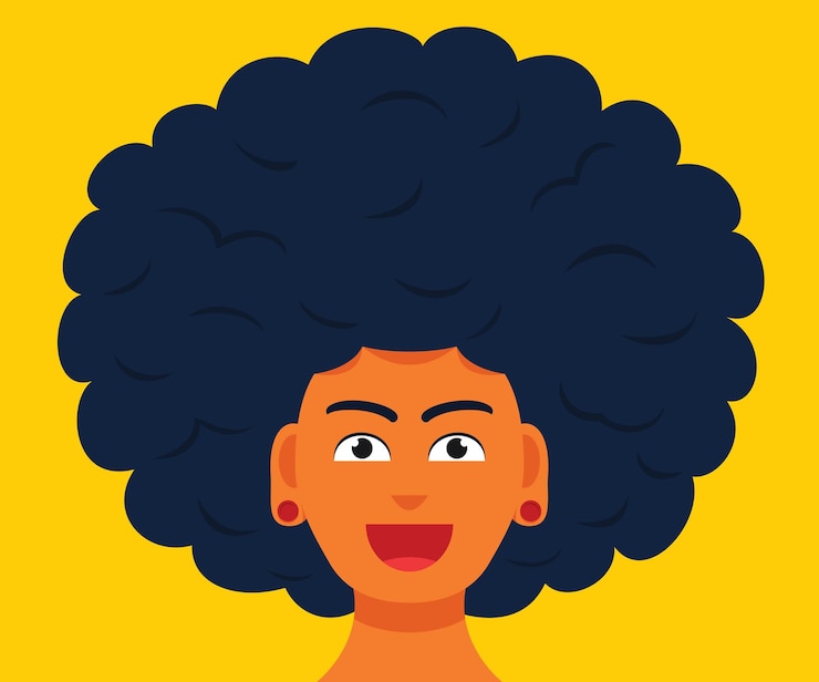 Vetor o rosto sorridente do homem com cabelo afro grande