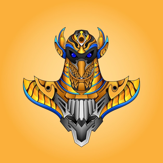 O senhor de horus faraó deus face e cabeça egípcio eagle esport mascote design de logotipo