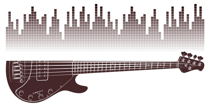 Vetor o símbolo da guitarra elétrica com a escala de som