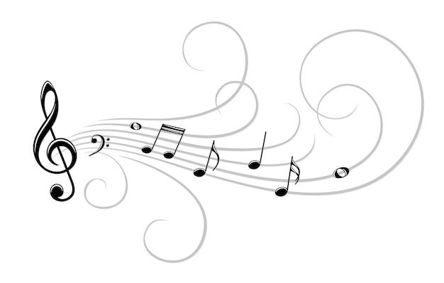 O símbolo estilizado com notas musicais