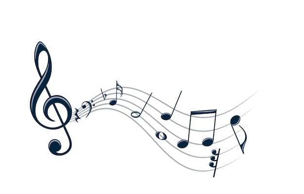 O símbolo estilizado com notas musicais