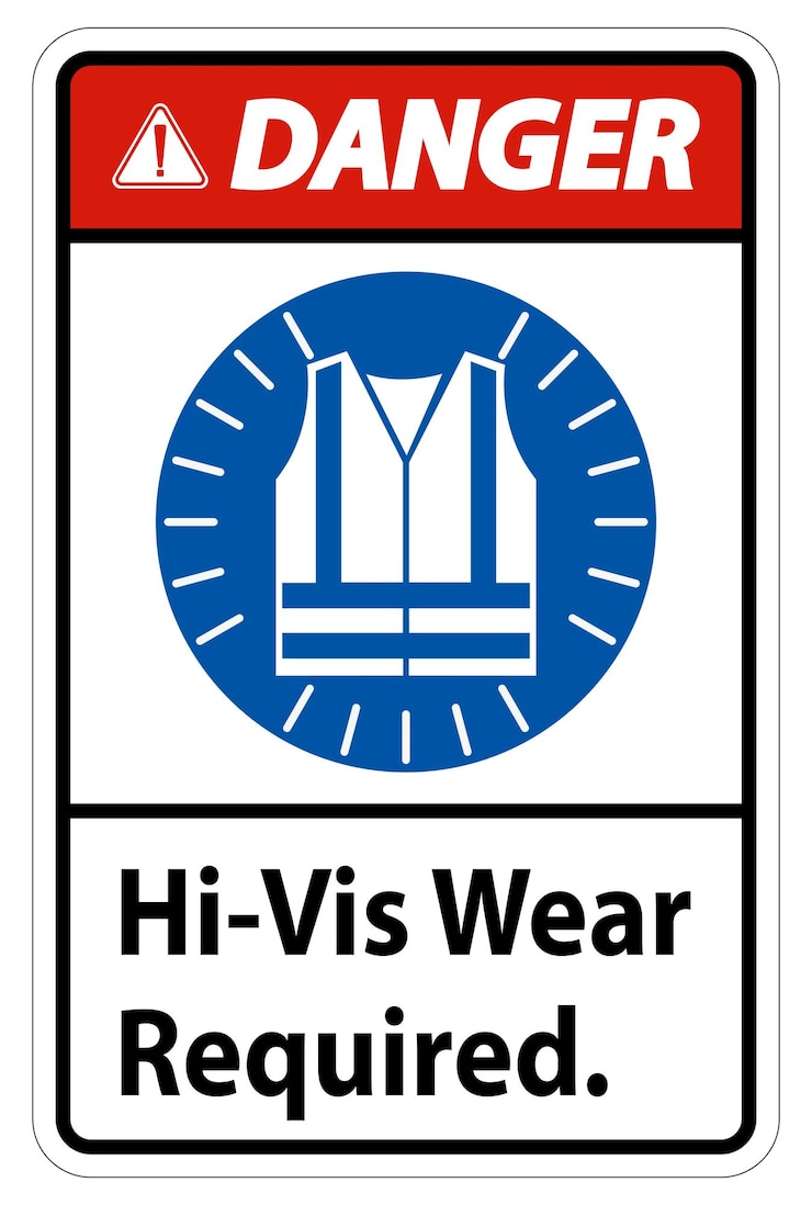 Vetor o sinal de perigo hivis é obrigatório em fundo branco