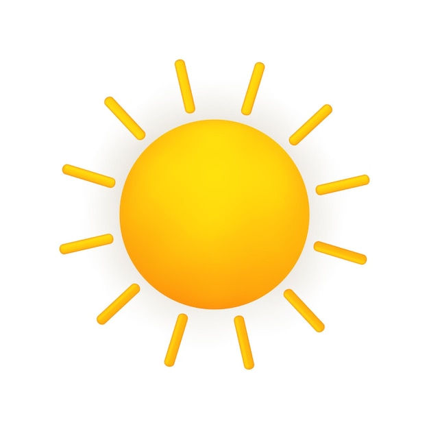 O sol Desenhos animados 3d do ícone realista do tempo bonito