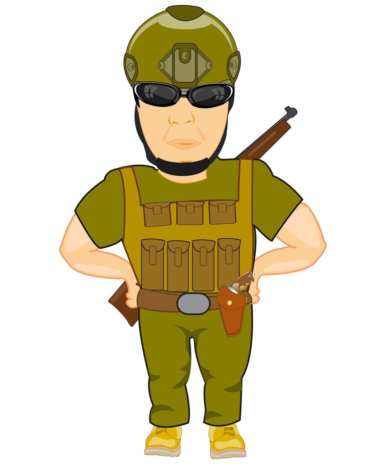 Vetor o soldado moderno no fundo branco é isolado