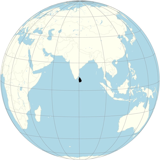 O sri lanka, exibido no centro da projeção ortográfica do mapa mundial, tem uma rica herança