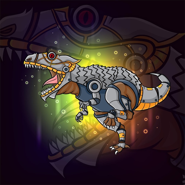 O steampunk do antigo animal parasaurolophus esport mascote design de ilustração