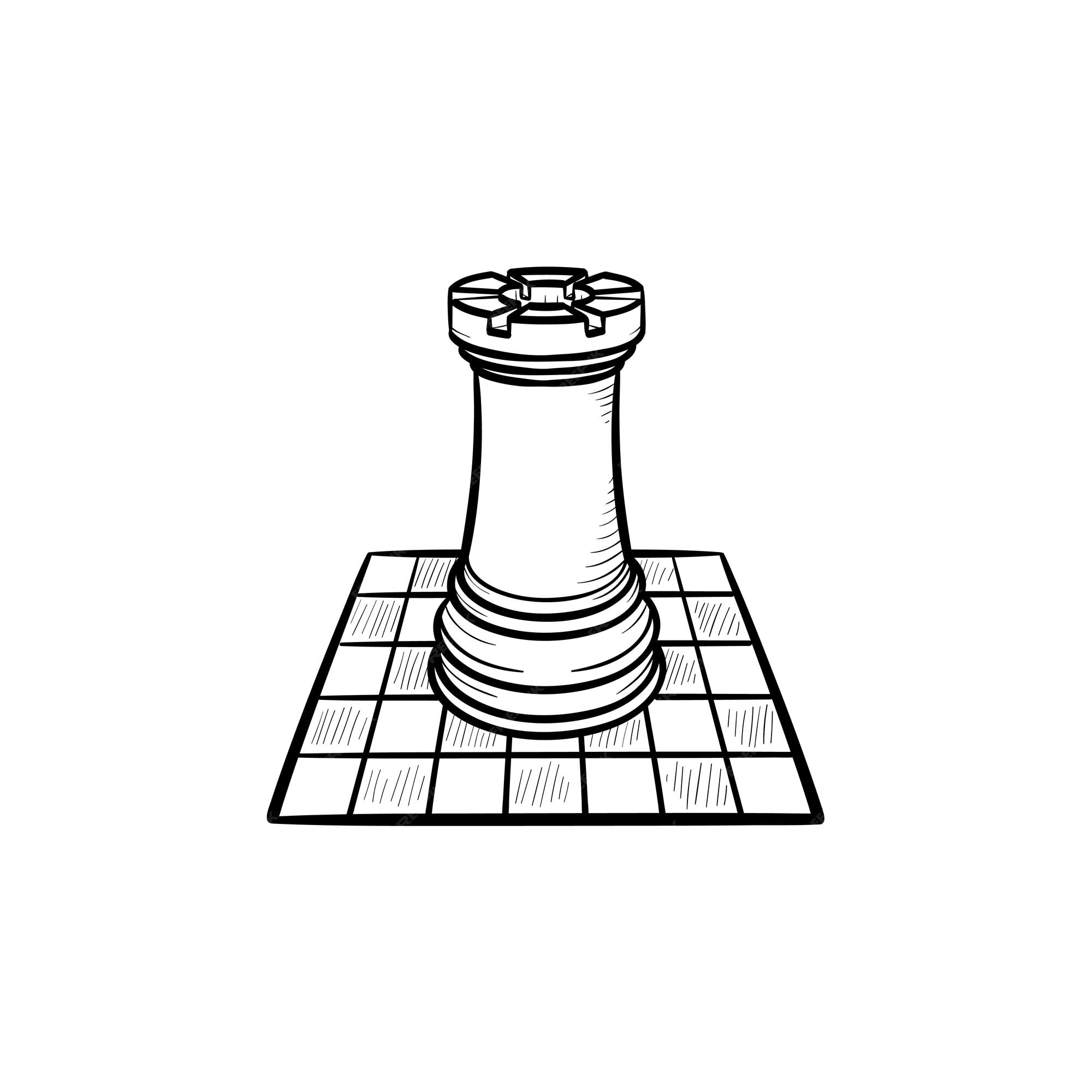 Tabuleiro de xadrez e peças de xadrez jogo de tabuleiro de estratégia  isolado no fundo branco ilustração de desenho vetorial