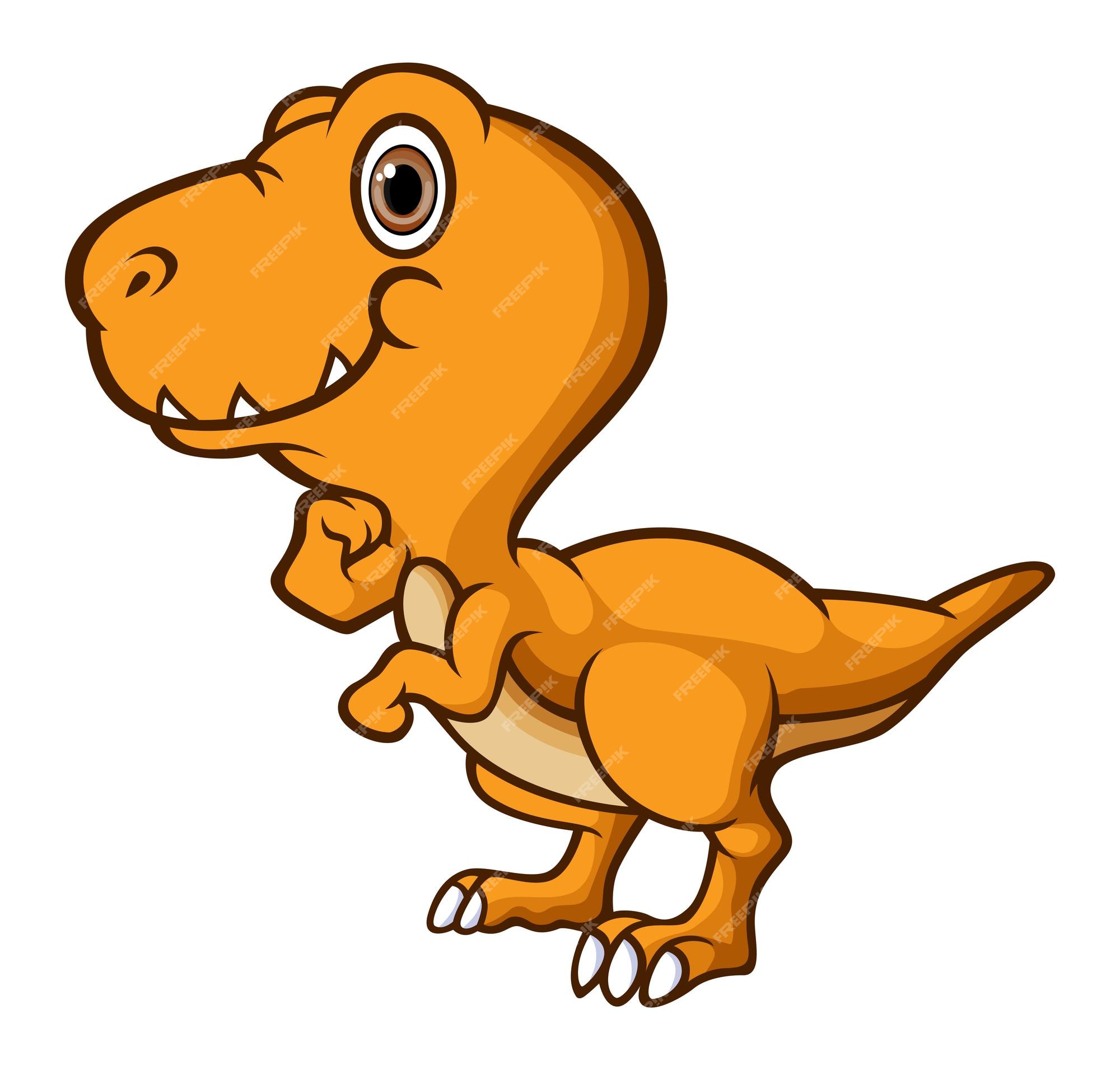 Desenho Animado Dinossauro Feliz Engraçado Tyrannosaurus Rex Está Correndo  Sorrindo Ilustração de stock por ©agaes8080 #224475844